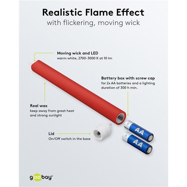 Goobay LED-Kerzenset | 5 Stück | Fernbedienung | Rot | IP20