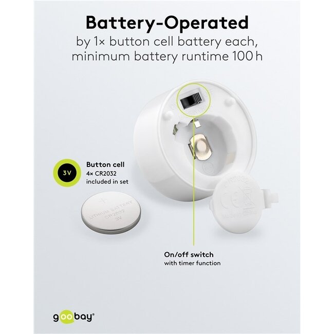 Goobay LED-Teelicht-Set | 4 Stück | Timerfunktion | Weiß | IP20