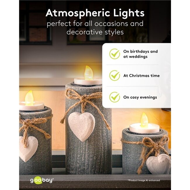 Goobay LED-Teelicht-Set | 4 Stück | Timerfunktion | Weiß | IP20