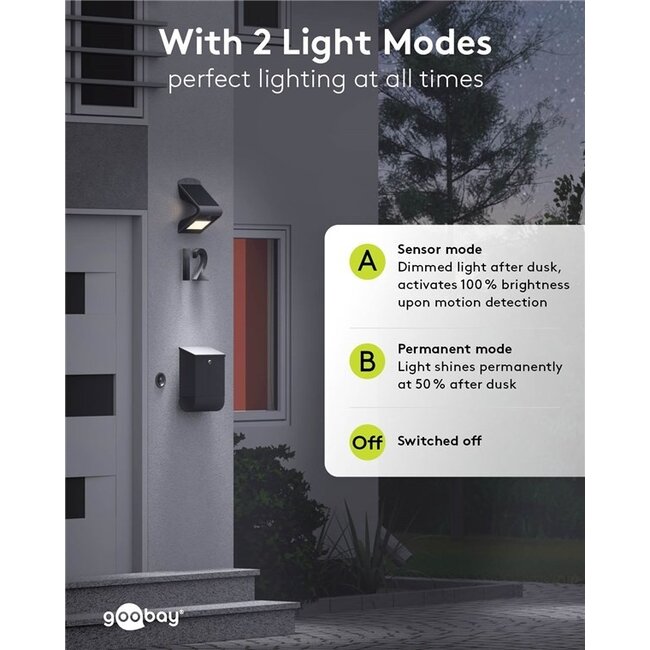 Goobay Solar-LED-Außenwandlampe mit Bewegungsmelder | 4W | Weiß