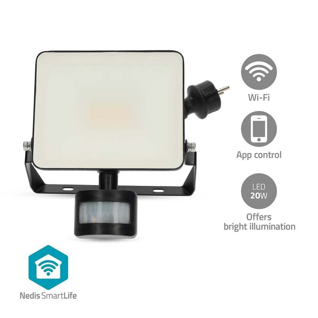 Nedis SmartLife Fluter mit PIR | 20W | Wi-Fi | Warm-/Kaltweiß | IP44