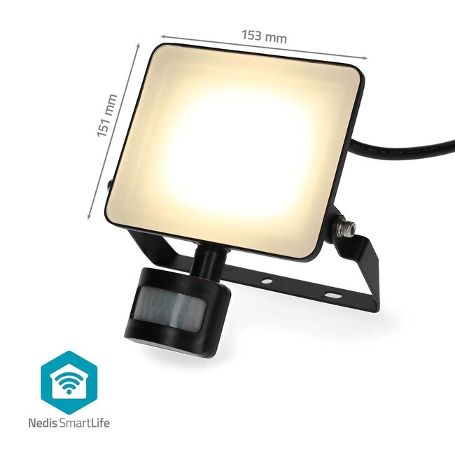 Nedis SmartLife Fluter mit PIR | 20W | Wi-Fi | Warm-/Kaltweiß | IP44