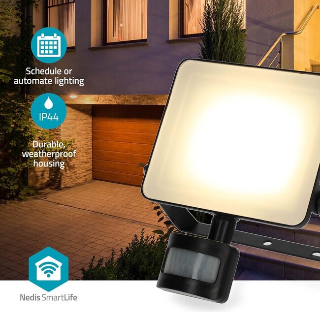 Nedis SmartLife Fluter mit PIR | 20W | Wi-Fi | Warm-/Kaltweiß | IP44