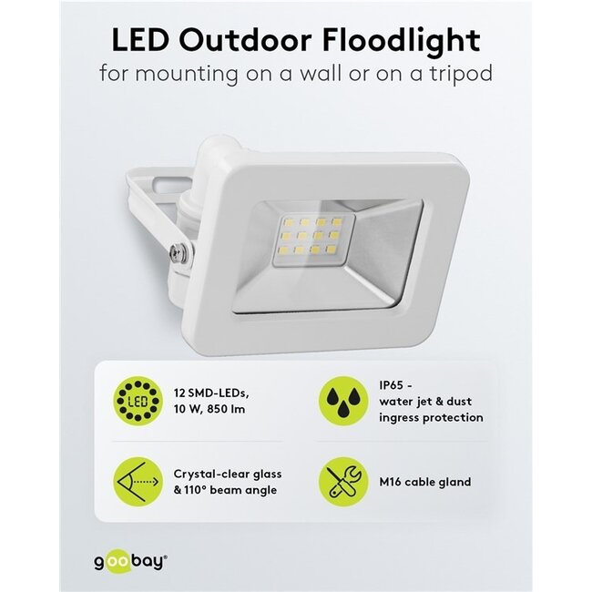 Goobay LED-Außenstrahler 10W IP65 Weiß