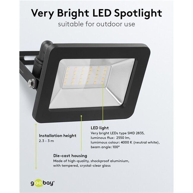 Goobay LED-Außenstrahler 30W IP65 Schwarz