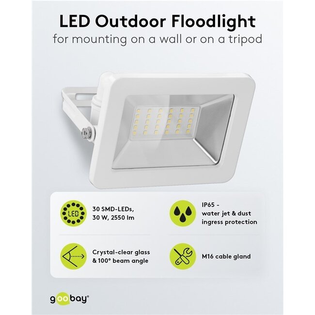 Goobay LED-Außenstrahler 50W IP65 Weiß