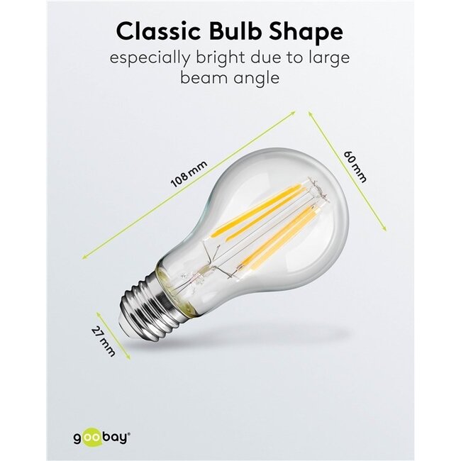 Goobay LED-Filamentlampe | Warmweiß | E27 | A60 | 11W