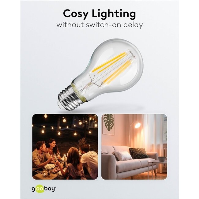Goobay LED-Filamentlampe | Warmweiß | E27 | A60 | 11W