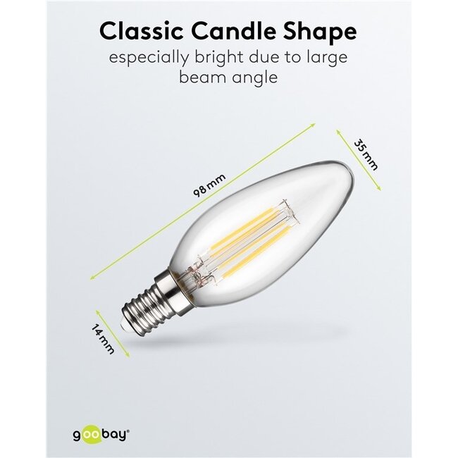 Goobay LED-Glühfadenlampe | Warmweiß | E14 | C35 | 4W