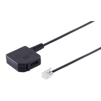 S-Impuls RJ11-TAE-F Telefonadapter | Deutschland (alt) | Schwarz | 0,20 m