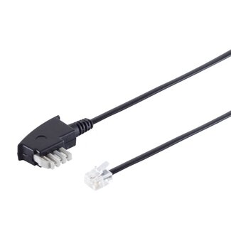 S-Impuls TAE-N - RJ11 Telefonkabel | interne Brücke (6P2C) | Schwarz | 6 Meter
