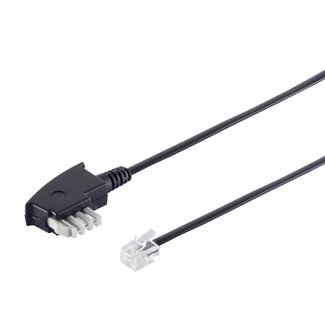 S-Impuls TAE-N RJ11 Telefonkabel | Philips/Panasonic (6P4C) | Schwarz | 3 Meter
