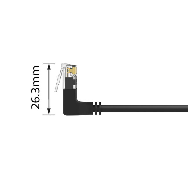 UTP CAT6a Slimline Netzwerkkabel | Winkelstecker oben | LSZH | Schwarz | 0,50 m