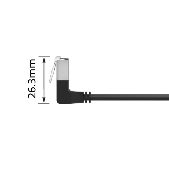 UFTP CAT6a Slimline Netzwerkkabel | Winkelstecker oben | LSZH | Schwarz | 3 Meter