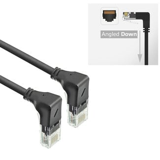 ACT UTP CAT6a Slimline Netzwerkkabel | Winkelstecker unten | LSZH | Schwarz | 1 Meter