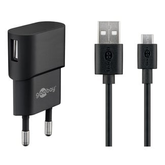 Goobay Goobay USB-Ladegerät mit Micro-USB-Kabel 5W Schwarz 1m