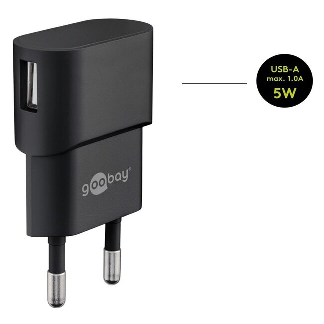 Goobay USB-Ladegerät mit Micro-USB-Kabel 5W Schwarz 1m