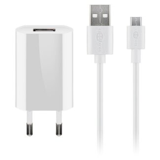 Goobay Goobay Flaches USB Ladegerät mit Micro-USB Kabel | 5W | Weiß | 1 Meter
