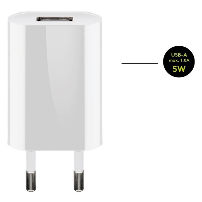 Goobay Flaches USB Ladegerät mit Micro-USB Kabel | 5W | Weiß | 1 Meter