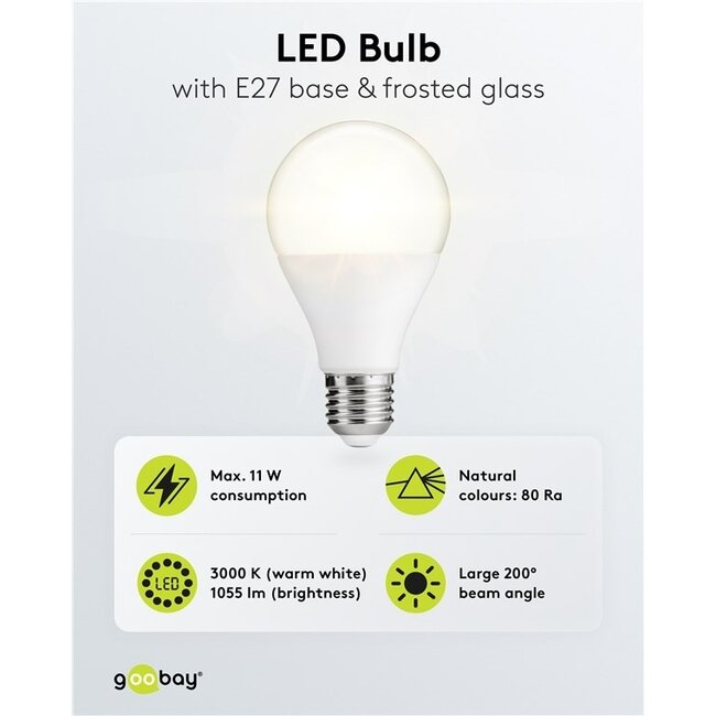 Goobay LED-Lampe | Warmweiß | E27 | A60 | 11W