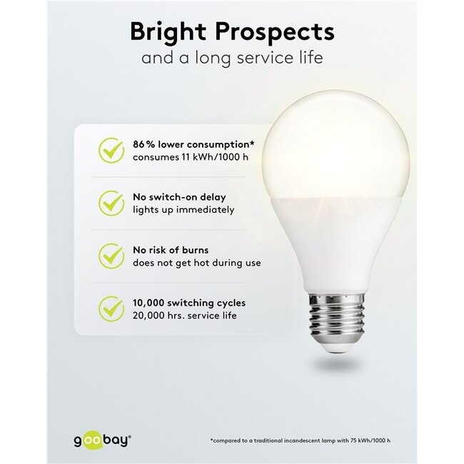 Goobay LED-Lampe | Warmweiß | E27 | A60 | 11W
