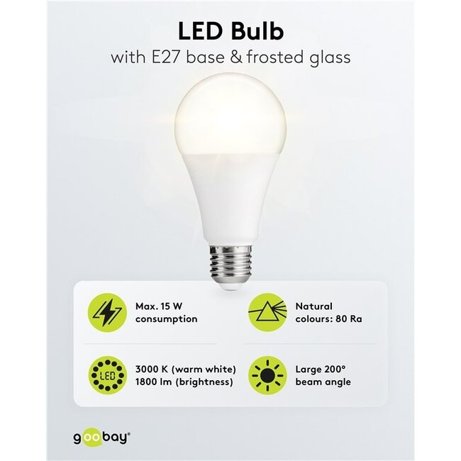 Goobay LED-Lampe | Warmweiß | E27 | A60 | 15W