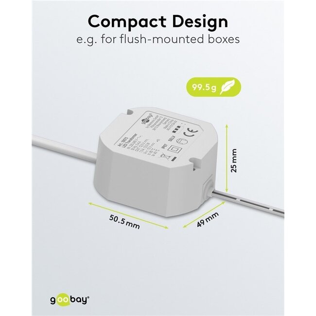 Goobay LED-Trafo | 12V DC | 12W | IP67