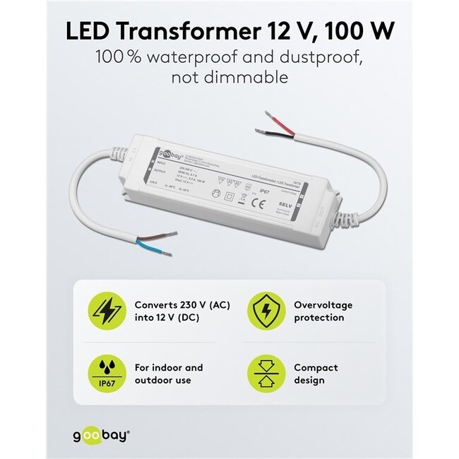 Goobay LED-Trafo | 12V DC | 100W | IP67