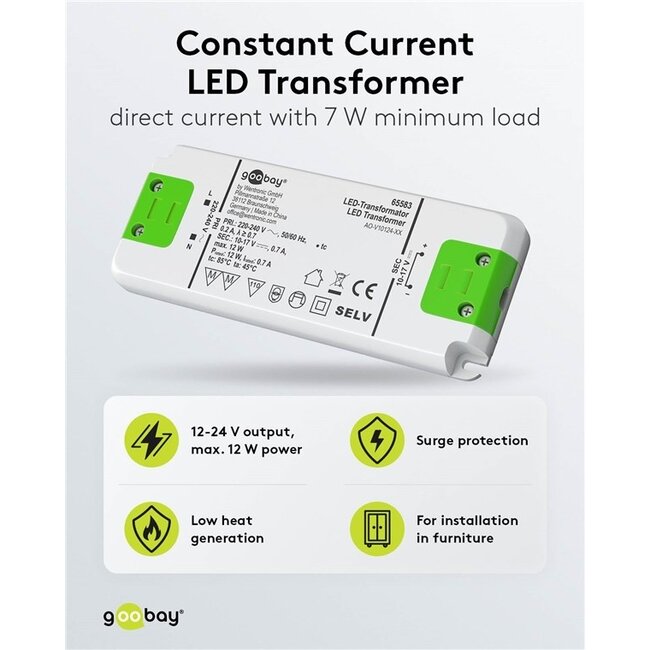Goobay LED-Trafo | 10-17V DC | 7-12W | IP20