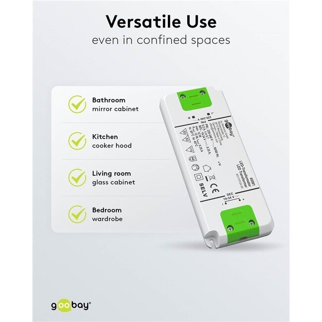 Goobay LED-Trafo | 19-34V DC | 7-12W | IP20