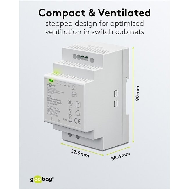 Goobay LED-Trafo für DIN-Schiene | 12V DC | 54W | IP20