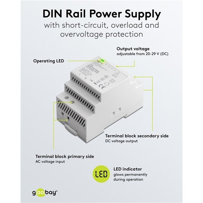 Goobay LED-Trafo für DIN-Schiene | 12V DC | 54W | IP20