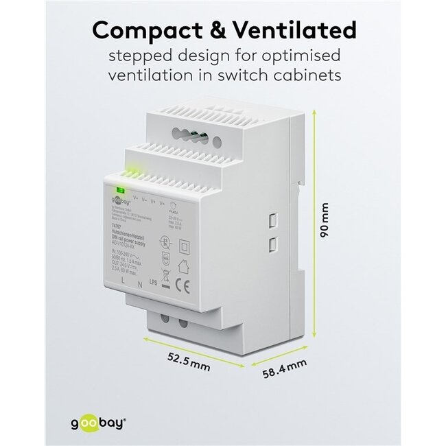 Goobay LED-Trafo für Hutschiene | 24V DC | 60W | IP20