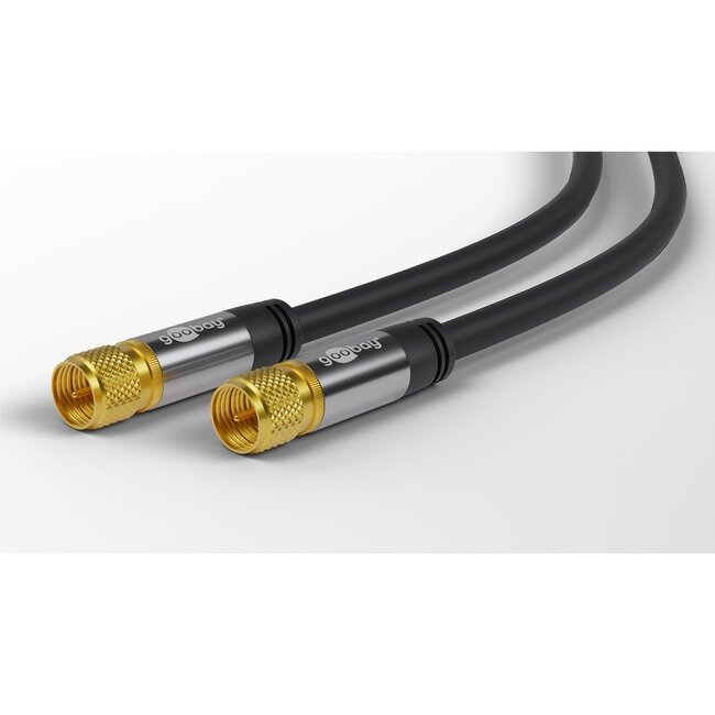 Goobay F-Stecker (m) - F-Stecker (m) Koaxialkabel | 135 dB | Kupfer | Gerade | Vergoldet | Schwarz | 5 Meter