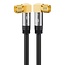 Goobay F-Stecker (m) - F-Stecker (m) Koaxialkabel | 135 dB | Kupfer | rechtwinklig | vergoldet | schwarz | 1 Meter