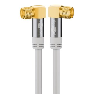 Goobay Goobay F-Stecker (m) - F-Stecker (m) Koaxialkabel | 135 dB | Kupfer | rechtwinklig | vergoldet | weiß | 3 Meter
