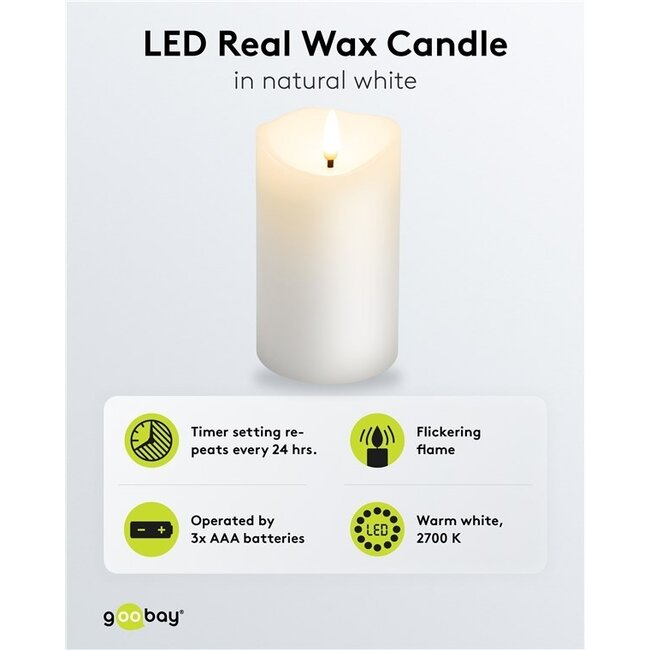 Goobay LED-Kerze | 12,5 cm | Timerfunktion | Weiß | IP20