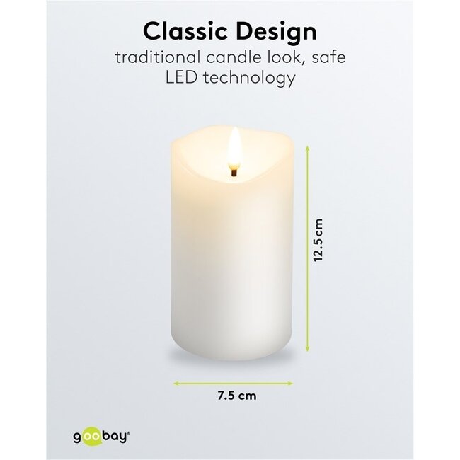 Goobay LED-Kerze | 12,5 cm | Timerfunktion | Weiß | IP20