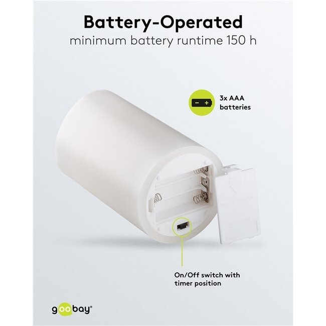 Goobay LED-Kerze | 12,5 cm | Timerfunktion | Weiß | IP20