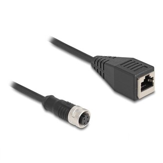 DeLOCK M12 4-pol D-codiert (m) - RJ45 (m) Industriekabel | CAT5e | PU | 0,50 m