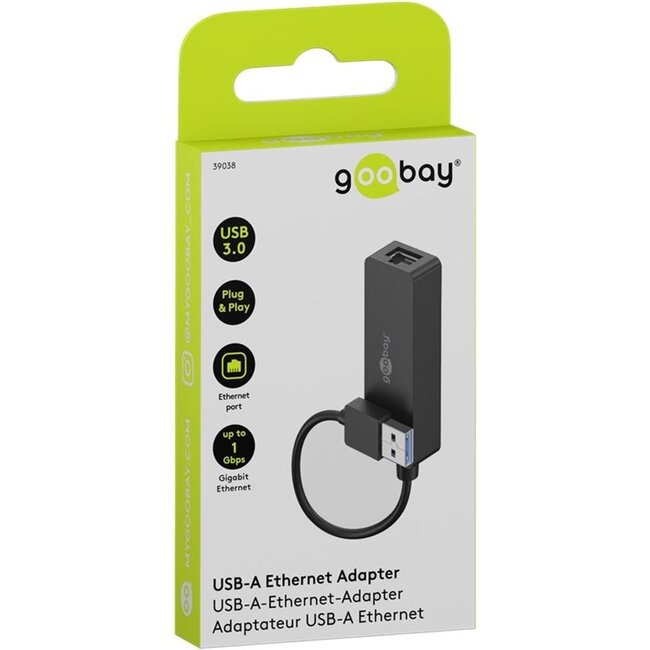 Goobay USB-A zu RJ45 LAN Adapter | USB 3.0 | CAT6 | Schwarz | 0,10 m