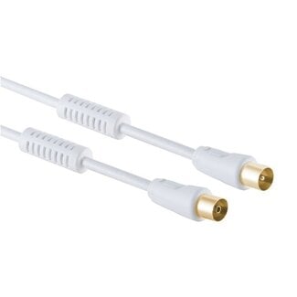 S-Impuls IEC-Stecker (m) - IEC-Buchse (w) Koaxialkabel | >100 dB + Ferrit | CCS | vergoldet | gerade | weiß | 3 Meter