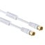 F (m) - F (m) Koaxialkabel | >100 dB + Ferrit | CCS | vergoldet | gerade | weiß | 5 Meter