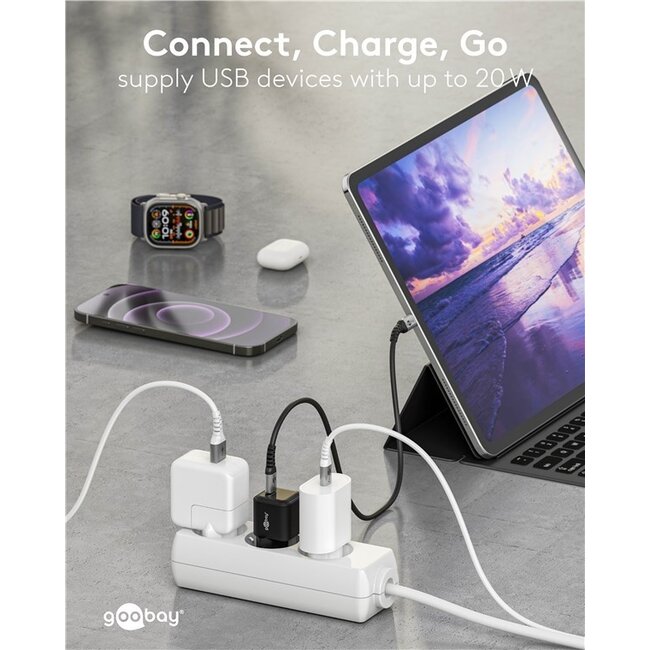 Goobay Nano USB-Ladegerät | USB-C PD | GaN | 20W | Schwarz