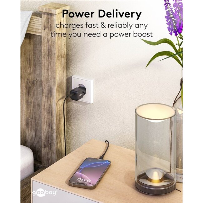 Goobay Nano USB-Ladegerät | USB-C PD | GaN | 20W | Schwarz