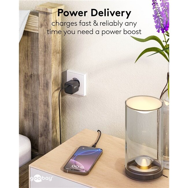 Goobay Nano USB-Ladegerät | USB-C PD | GaN | 30W | Schwarz