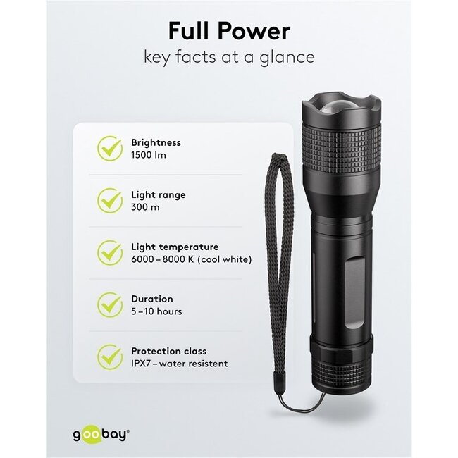 Goobay LED-Taschenlampe | 20W | IPX7