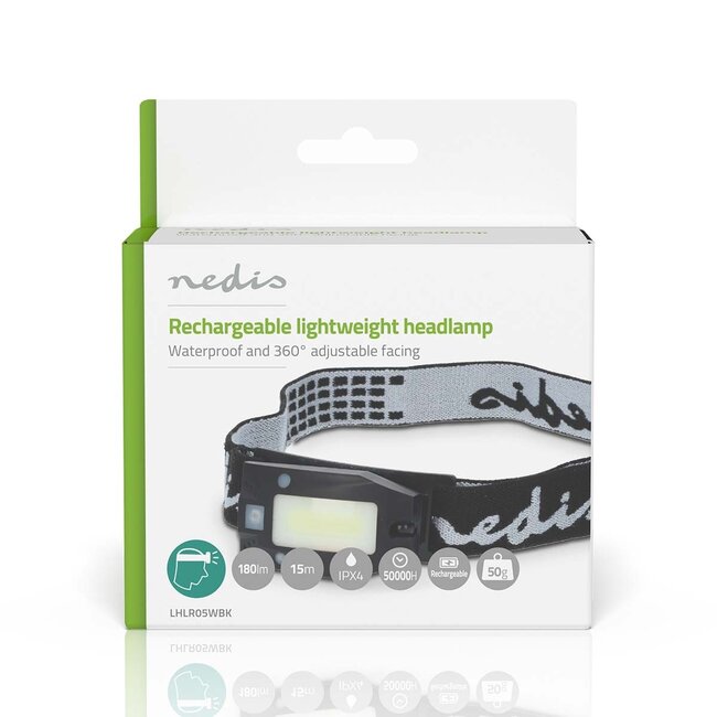 Nedis LED Stirnlampe | Wiederaufladbar | 180 lm | IPX4