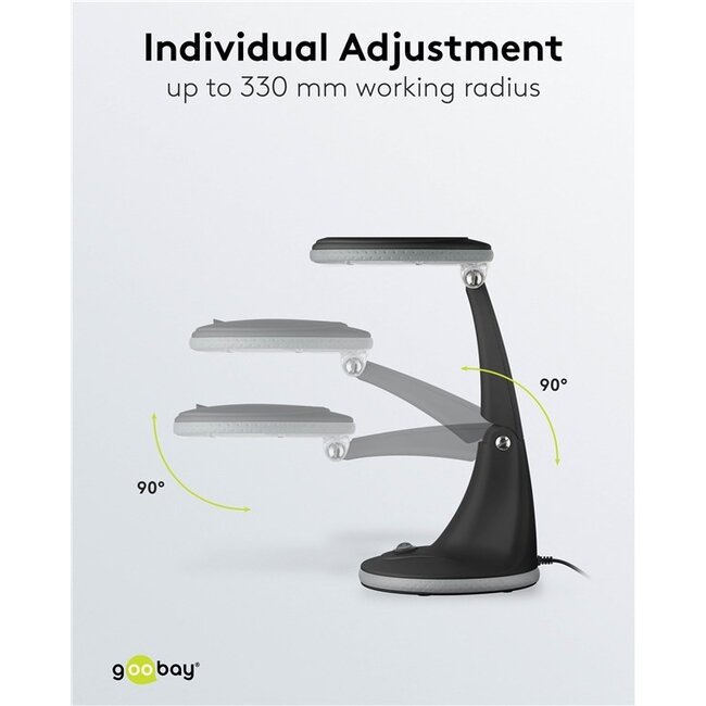 Goobay LED-Lupenlampe | 450 lm | 6W | Schreibtischständer | Schwarz
