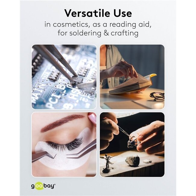 Goobay LED-Lupenlampe | 450 lm | 6W | Schreibtischständer | Schwarz